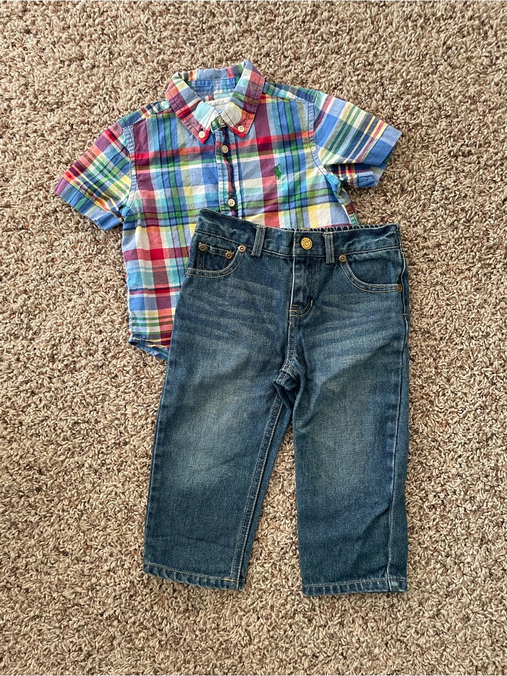 Ralph Lauren Plaid Button-Down Shirt and Ralph Lauren Jeans 18 Month Set
